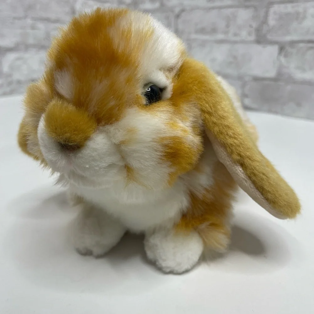 Teddy Hermann Plush Bunny 8” Rabbit Brown White Stuffed Animal Realistic Lovey